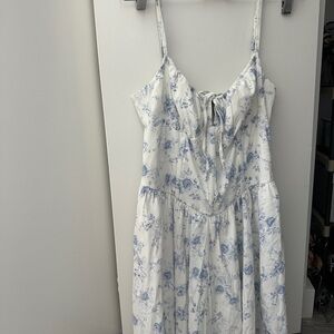 Garage White and Blue Floral Mini Dress